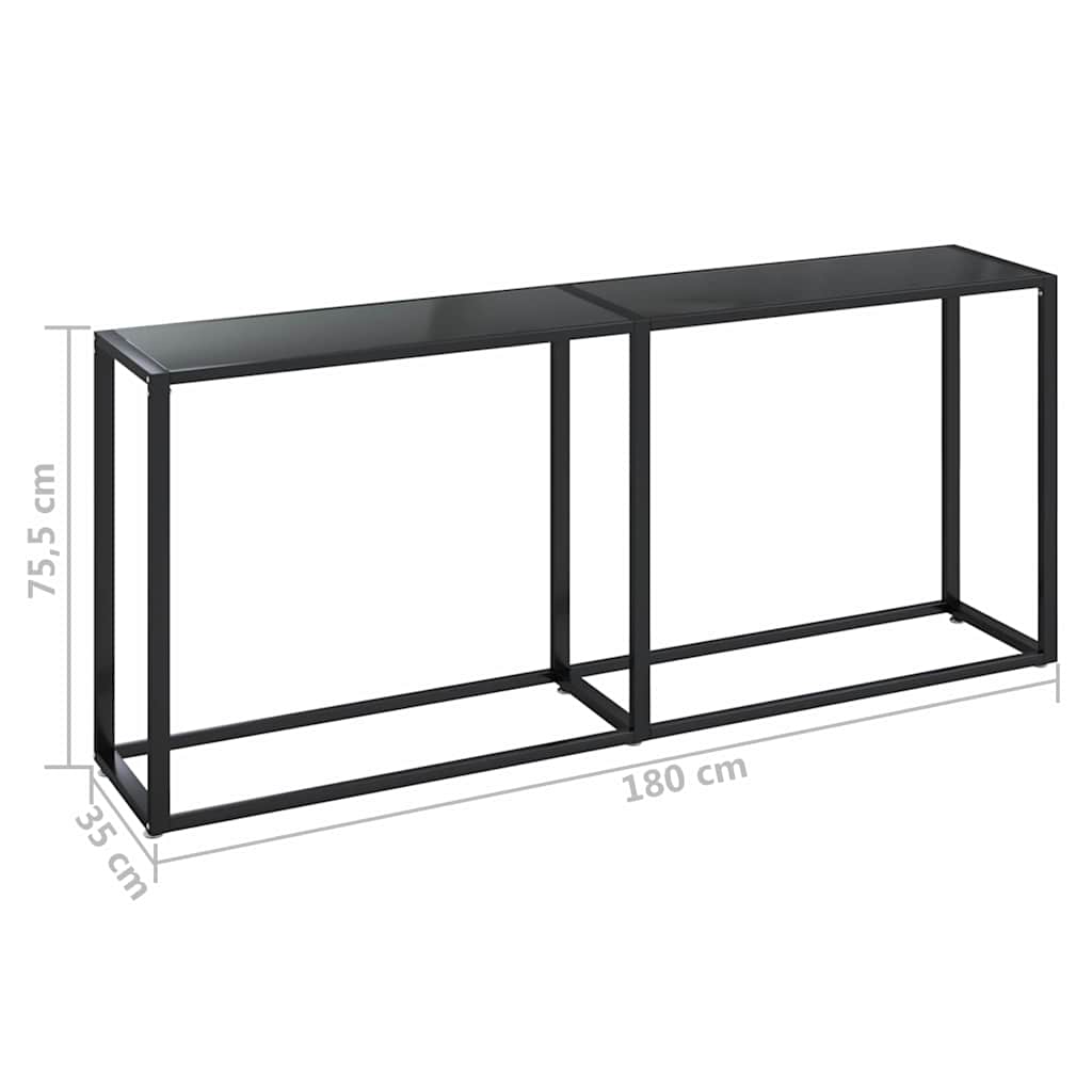 Tavolo Consolle Nero 180x35x75,5 cm in Vetro Temperato | homemem39