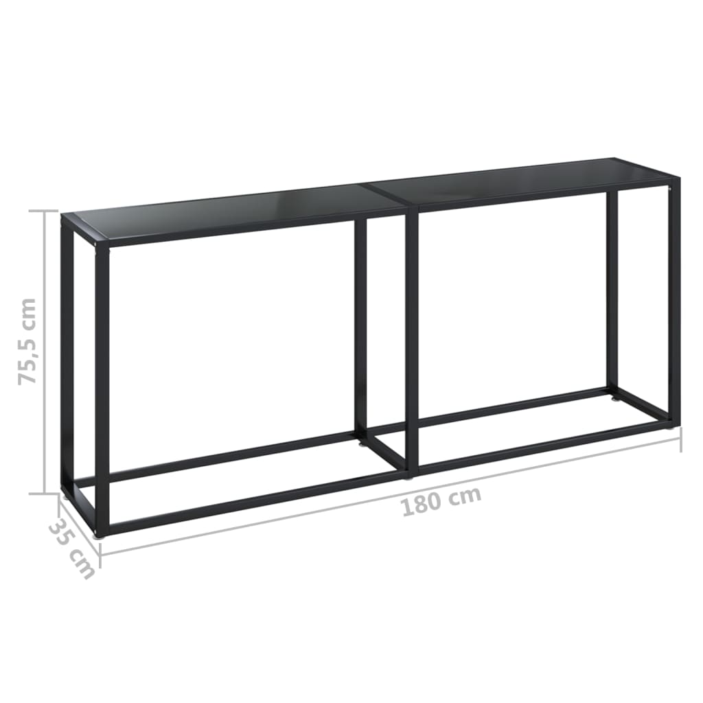 Tavolo Consolle Nero 180x35x75,5 cm in Vetro Temperato - homemem39