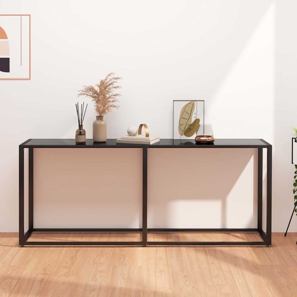 Tavolo Consolle Nero 180x35x75,5 cm in Vetro Temperato | homemem39