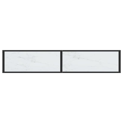 Tavolo Consolle Bianco Marmo 180x35x75,5 cm in Vetro Temperato - homemem39