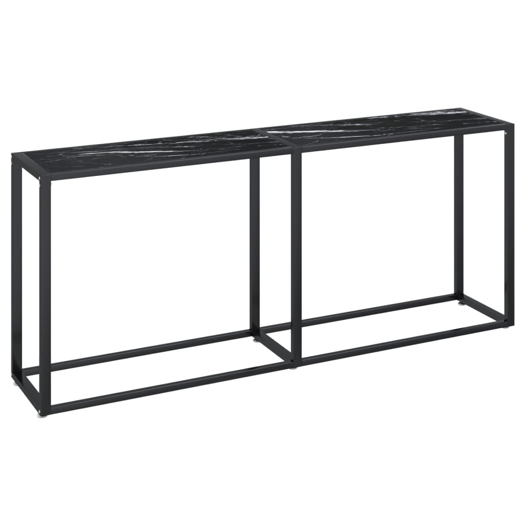 Tavolo Consolle Marmo Nero 180x35x75,5 cm in Vetro Temperato | homemem39