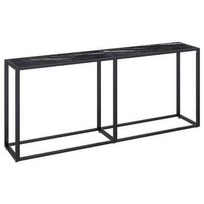 Tavolo Consolle Marmo Nero 180x35x75,5 cm in Vetro Temperato - homemem39