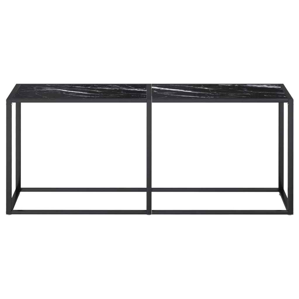 Tavolo Consolle Marmo Nero 180x35x75,5 cm in Vetro Temperato - homemem39