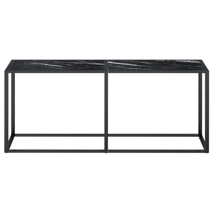 Tavolo Consolle Marmo Nero 180x35x75,5 cm in Vetro Temperato - homemem39