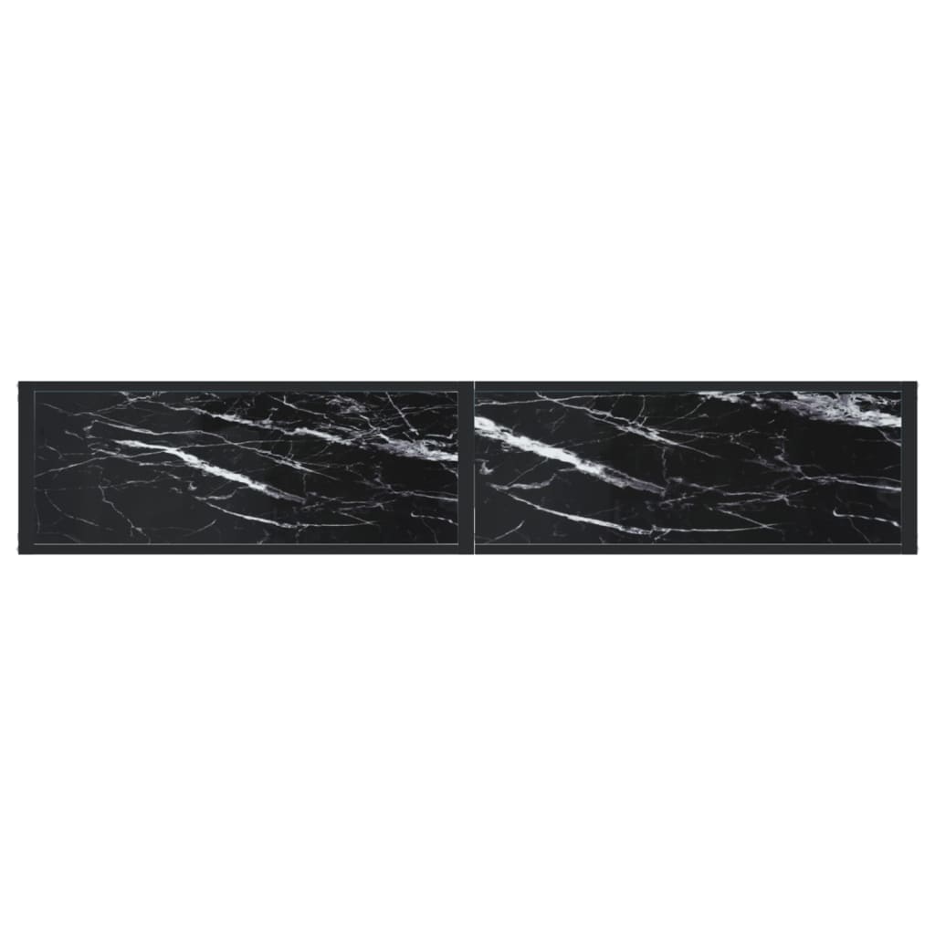 Tavolo Consolle Marmo Nero 180x35x75,5 cm in Vetro Temperato | homemem39