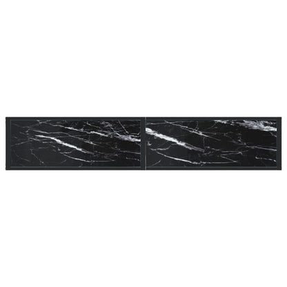 Tavolo Consolle Marmo Nero 180x35x75,5 cm in Vetro Temperato | homemem39