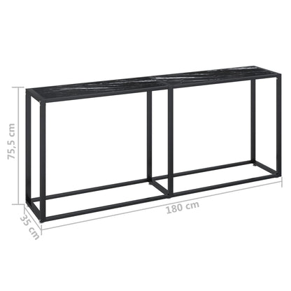 Tavolo Consolle Marmo Nero 180x35x75,5 cm in Vetro Temperato - homemem39