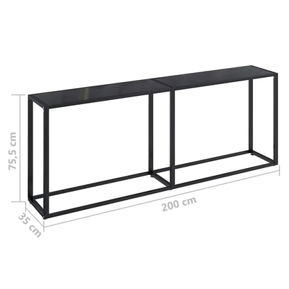Tavolo Consolle Nero 200x35x75,5 cm in Vetro Temperato | homemem39