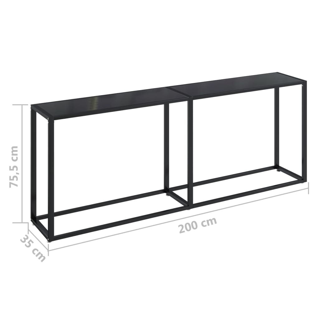 Tavolo Consolle Nero 200x35x75,5 cm in Vetro Temperato - homemem39