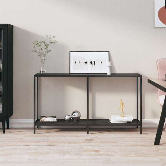 Tavolo Consolle Nero 140x35x75,5 cm in Vetro Temperato | homemem39