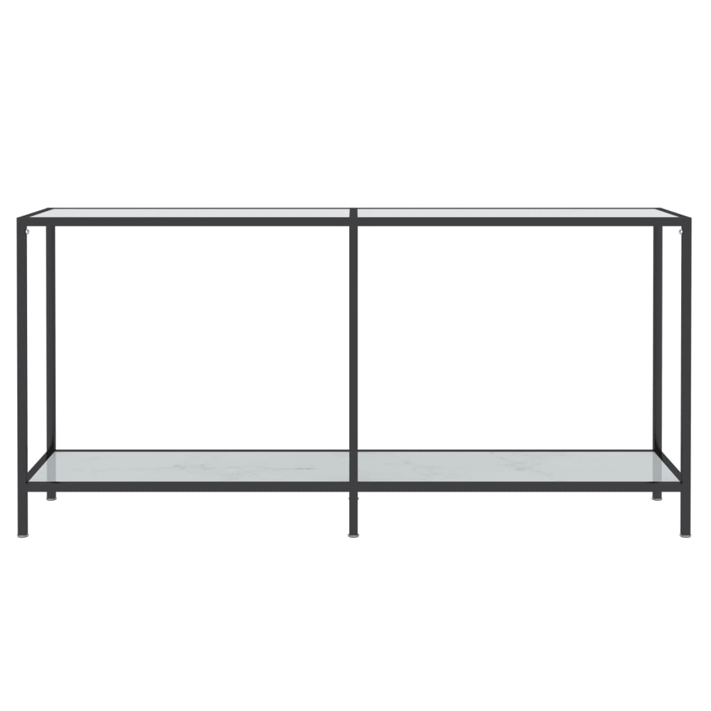 Tavolo Consolle Bianco 160x35x75,5 cm in Vetro Temperato - homemem39