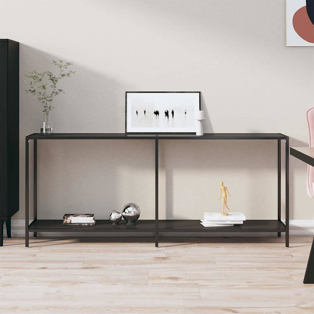 Tavolo Consolle Nero 180x35x75,5 cm in Vetro Temperato | homemem39