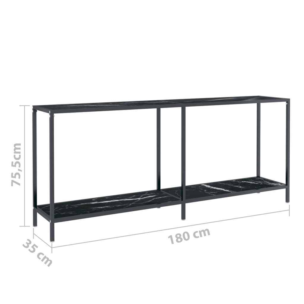 Tavolo Consolle Nero 180x35x75,5 cm in Vetro Temperato | homemem39