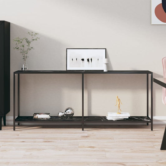 Tavolo Consolle Nero 180x35x75,5 cm in Vetro Temperato | homemem39