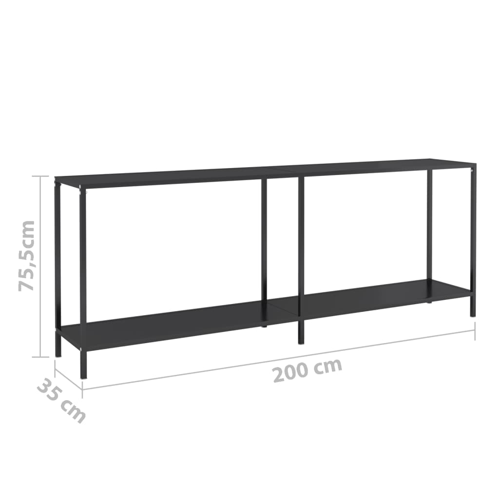 Tavolo Consolle Nero 200x35x75,5 cm in Vetro Temperato | homemem39