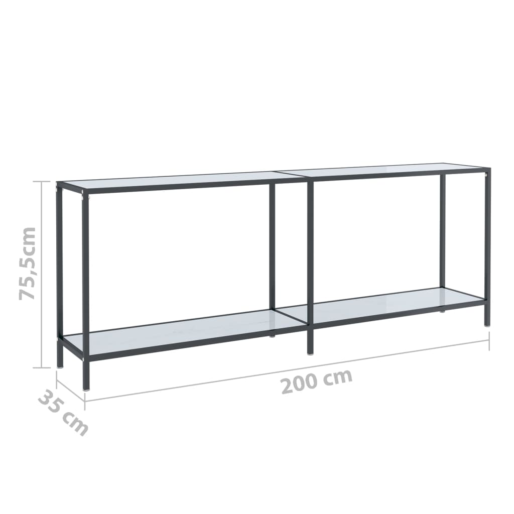 Tavolo Consolle Bianco 200x35x75,5 cm in Vetro Temperato | homemem39