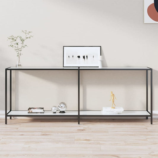 Tavolo Consolle Bianco 200x35x75,5 cm in Vetro Temperato | homemem39