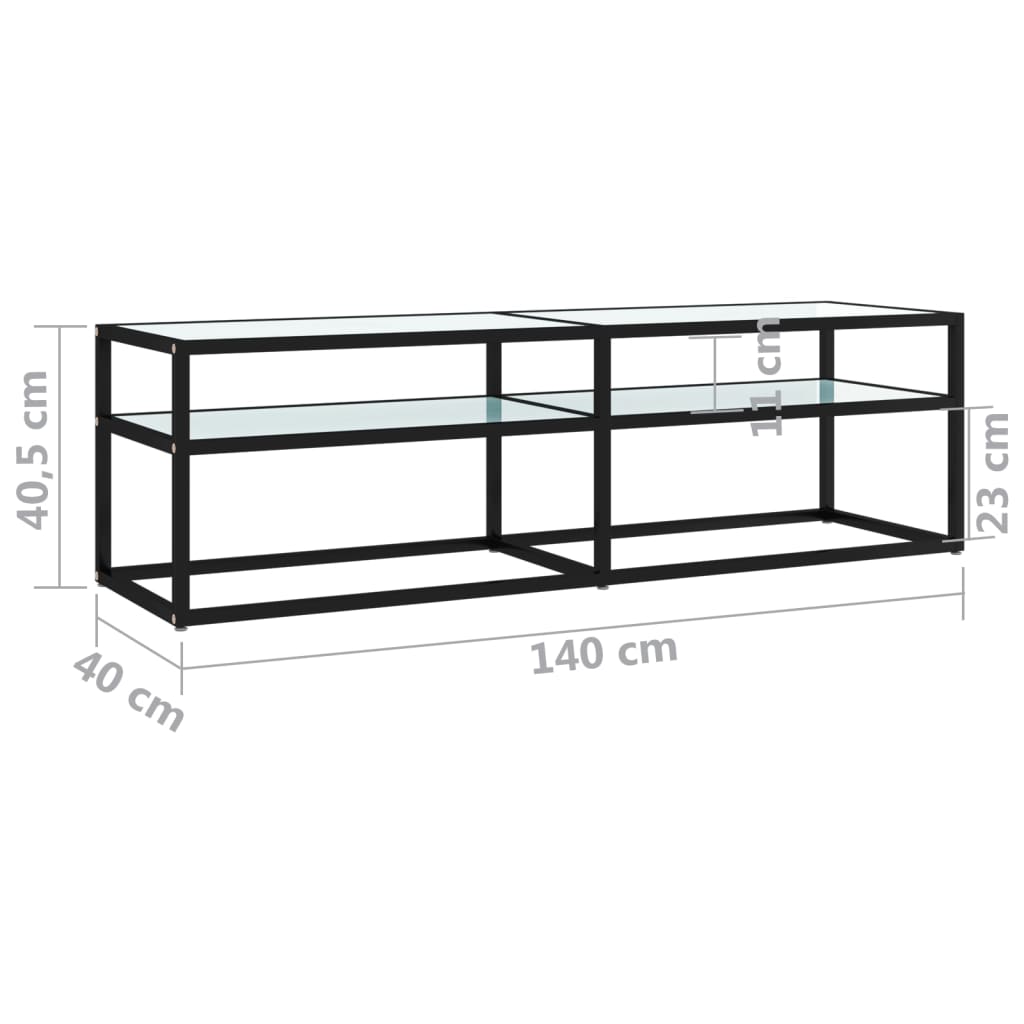 Mobile Porta TV Marmo Bianco 140x40x40,5 cm in Vetro Temperato