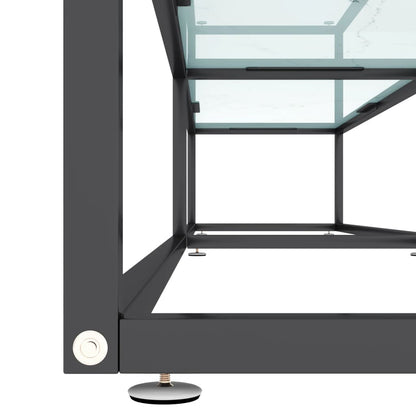 Mobile Porta TV Marmo Bianco 220x40x40,5 cm in Vetro Temperato - homemem39