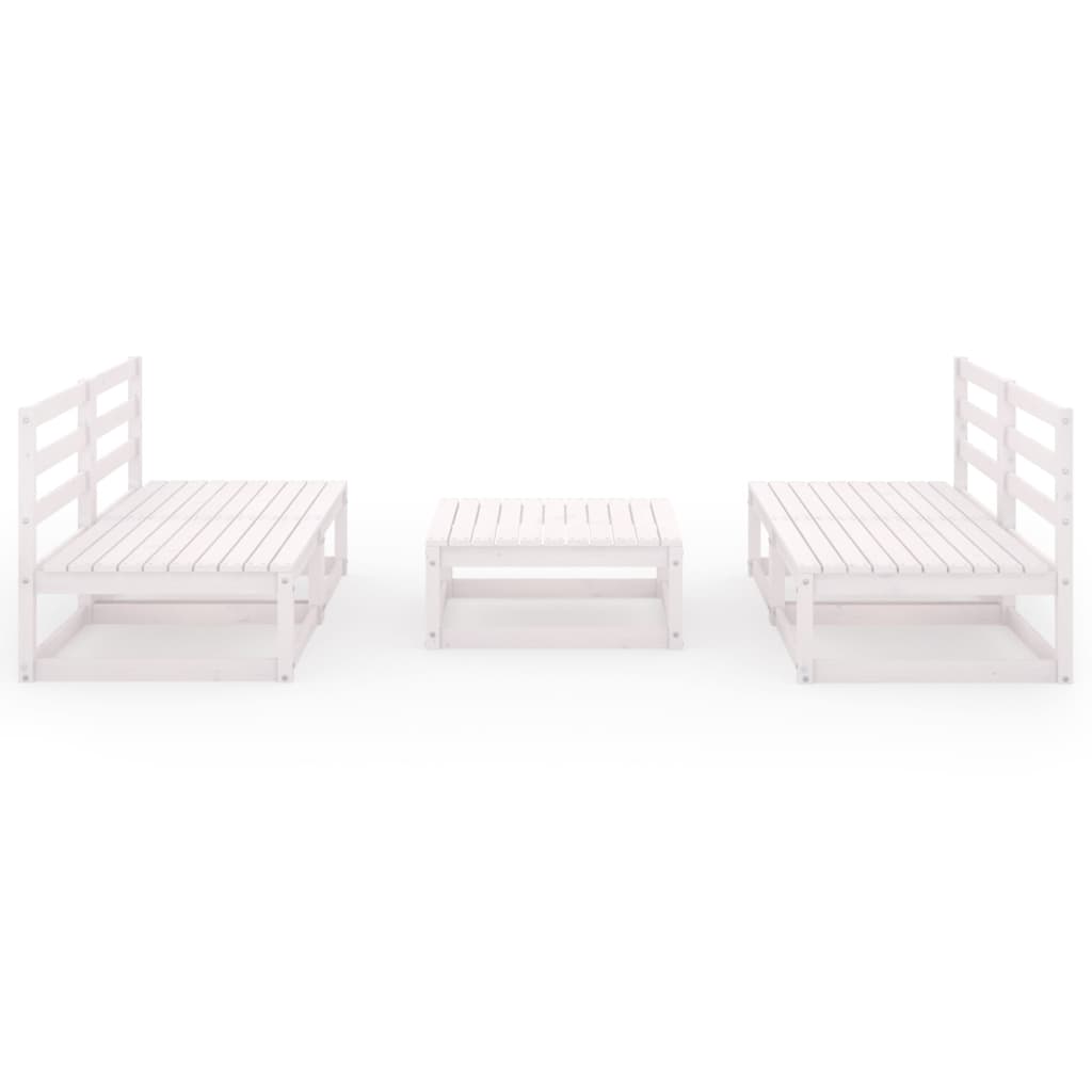 Set Divani da Giardino 5 pz Bianco in Legno Massello di Pino