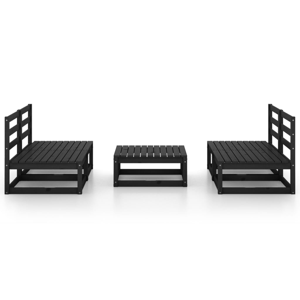 Set Divani da Giardino 5 pz Nero in Legno Massello di Pino - homemem39