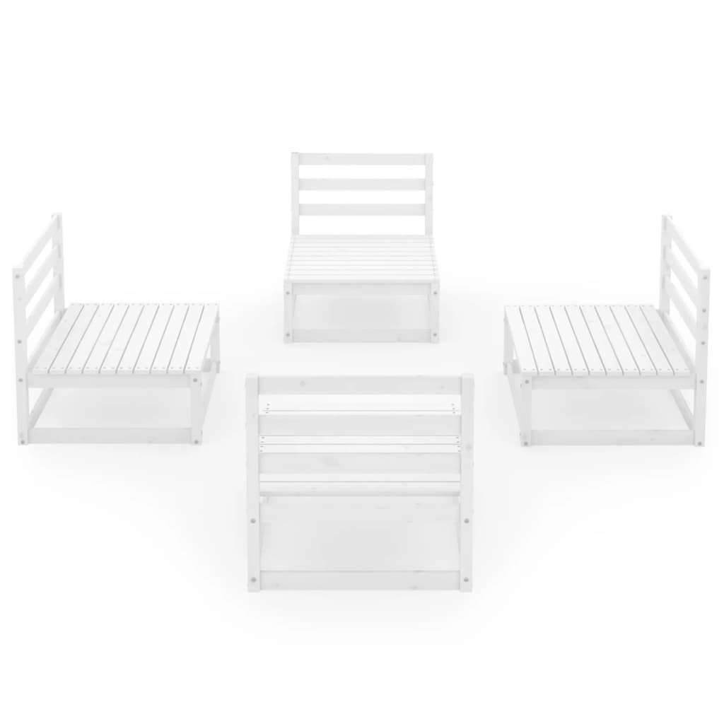 Set Divani da Giardino 4 pz Bianco in Legno Massello di Pino - homemem39