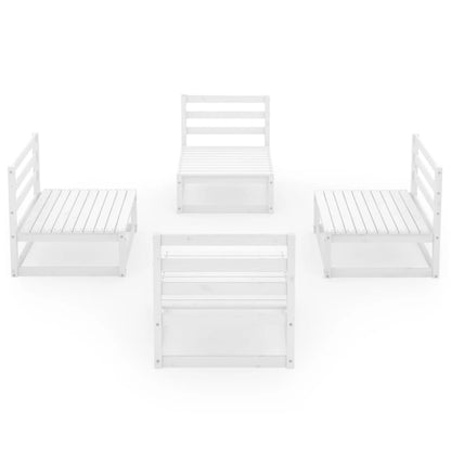 Set Divani da Giardino 4 pz Bianco in Legno Massello di Pino - homemem39