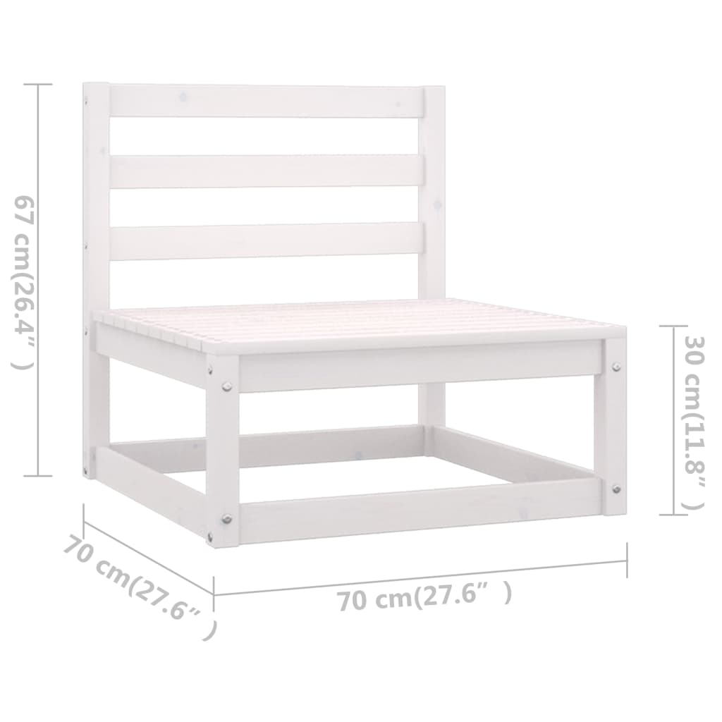 Set Divani da Giardino 5 pz Bianco in Legno Massello di Pino