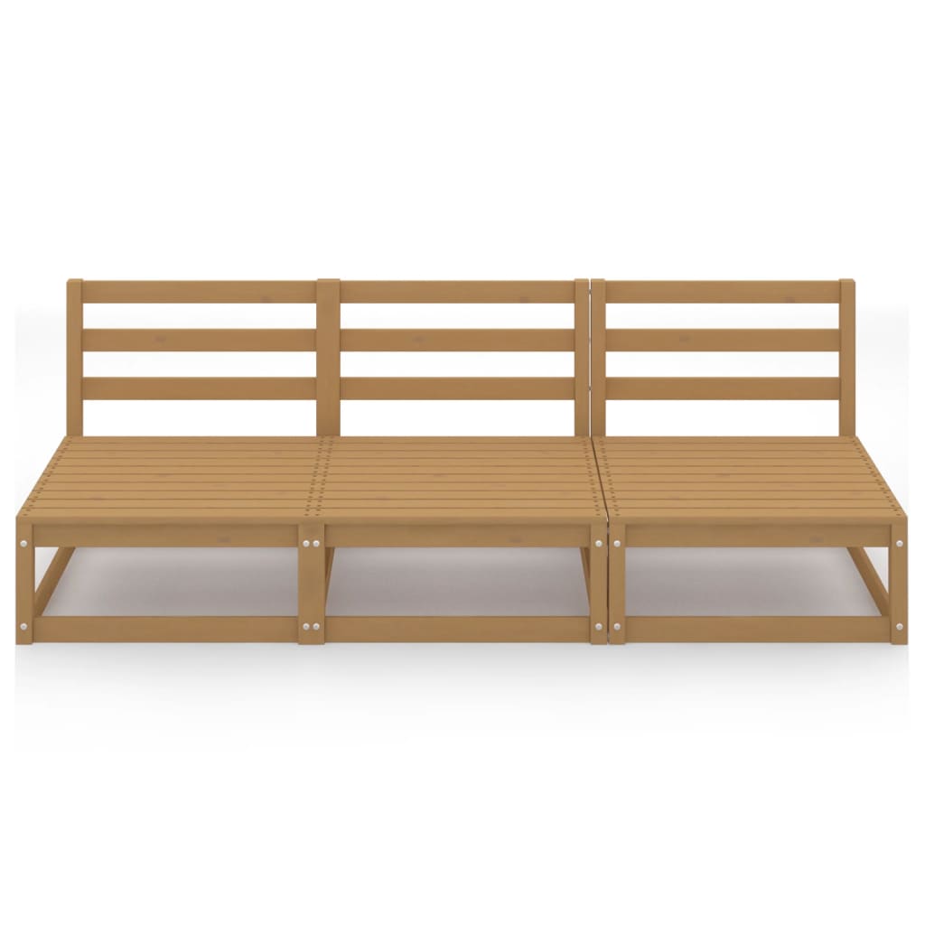 Divano da Giardino 3 Posti Marrone Ambra Legno Massello di Pino - homemem39