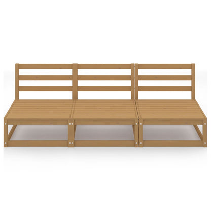 Divano da Giardino 3 Posti Marrone Ambra Legno Massello di Pino - homemem39