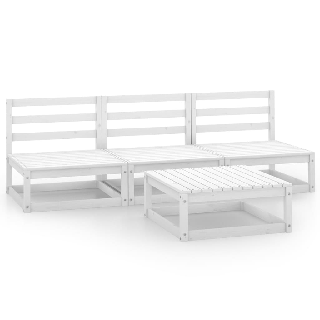 Set Divani da Giardino 4 pz Bianco in Legno Massello di Pino - homemem39