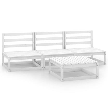 Set Divani da Giardino 4 pz Bianco in Legno Massello di Pino - homemem39