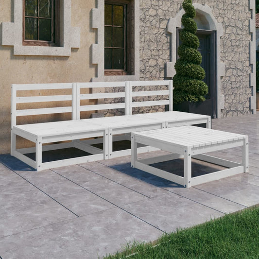 Set Divani da Giardino 4 pz Bianco in Legno Massello di Pino - homemem39