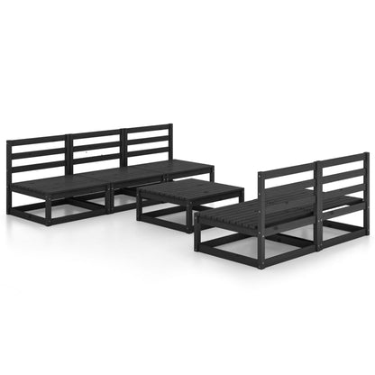 Set Divani da Giardino 6 pz Nero in Legno Massello di Pino - homemem39