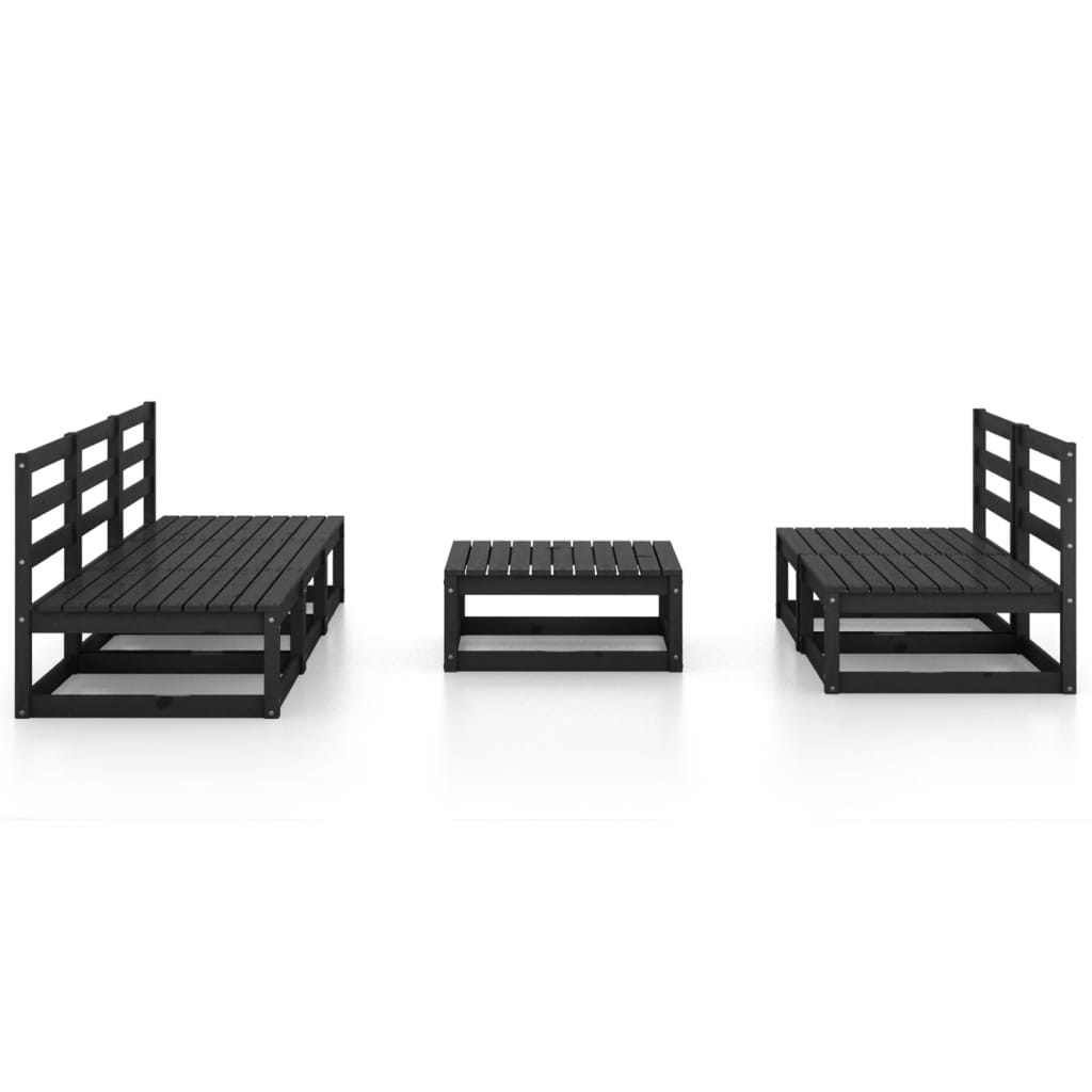 Set Divani da Giardino 6 pz Nero in Legno Massello di Pino - homemem39