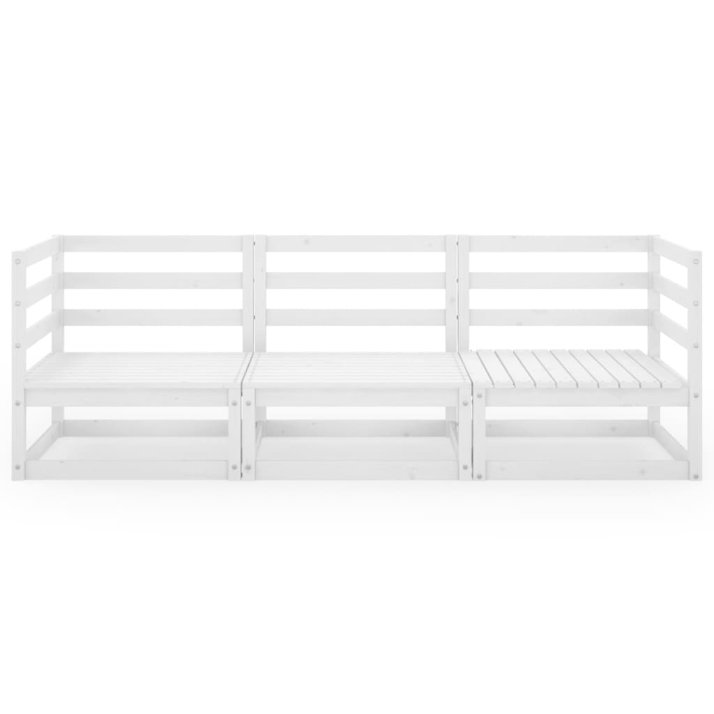Divano da Giardino a 3 Posti Bianco in Legno Massello di Pino - homemem39