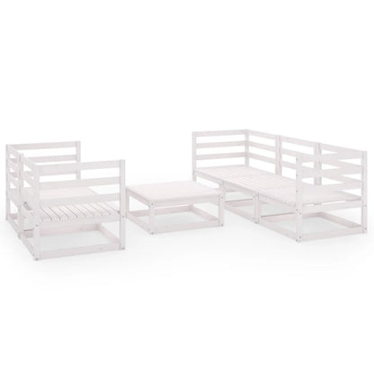 Set Divani da Giardino 6 pz Bianco in Legno Massello di Pino - homemem39