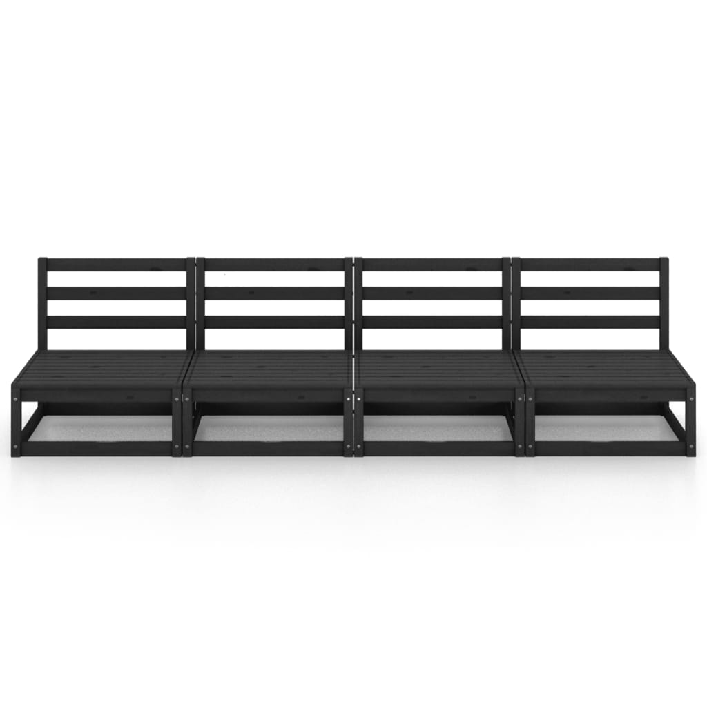 Divano da Giardino a 4 Posti Nero in Legno Massello di Pino - homemem39