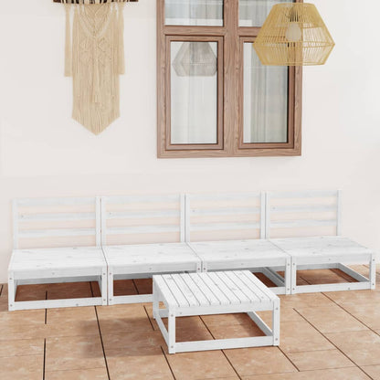 Garden Sofa Set 5 pcs White in Solid Pine Wood