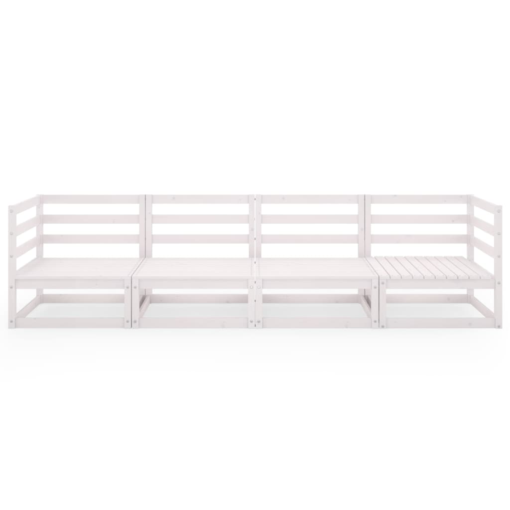 Divano da Giardino a 4 Posti Bianco in Legno Massello di Pino - homemem39