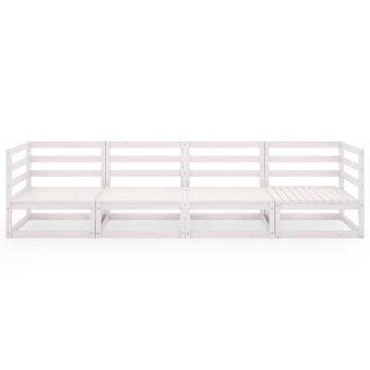 Divano da Giardino a 4 Posti Bianco in Legno Massello di Pino - homemem39