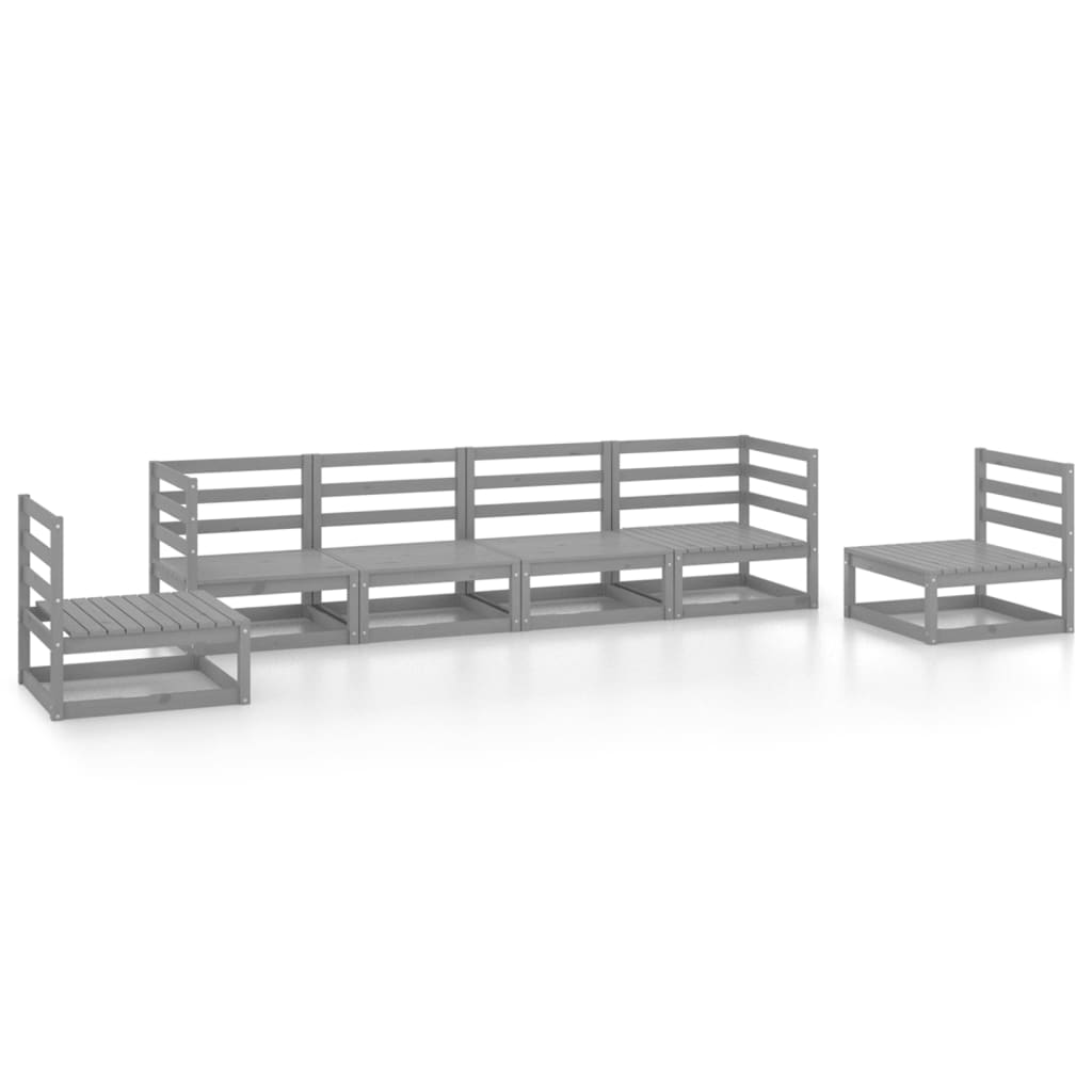 Set Divani da Giardino 6 pz Grigio in Legno Massello di Pino - homemem39