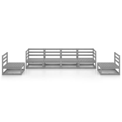 Set Divani da Giardino 6 pz Grigio in Legno Massello di Pino - homemem39