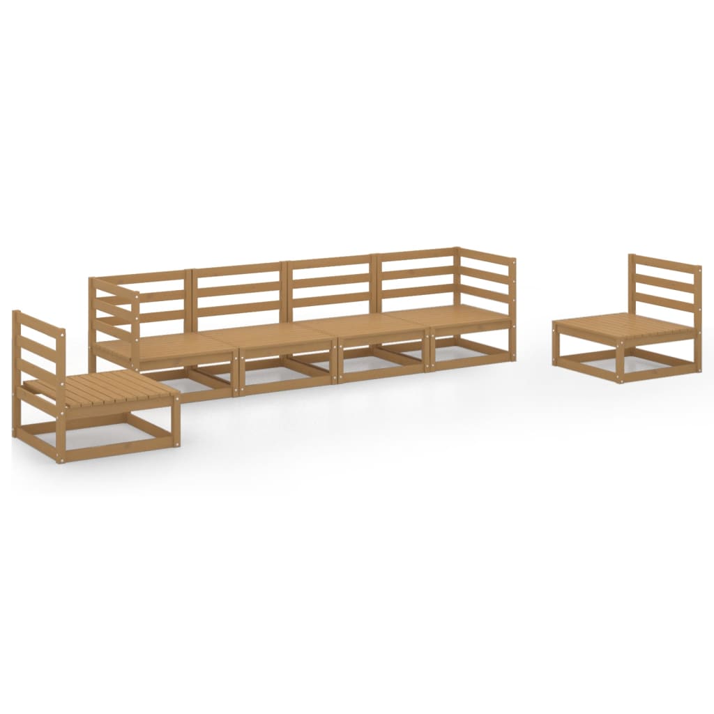 Set Salotto da Giardino 6pz Marrone Ambra Legno Massello Pino - homemem39
