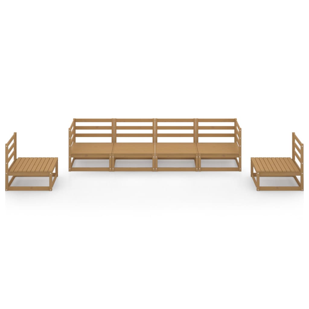 Set Salotto da Giardino 6pz Marrone Ambra Legno Massello Pino - homemem39