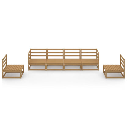 Set Salotto da Giardino 6pz Marrone Ambra Legno Massello Pino - homemem39