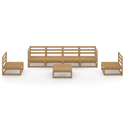 Set Salotto da Giardino 7pz Marrone Ambra Legno Massello Pino - homemem39