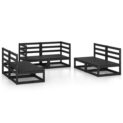 Set Divani da Giardino 6 pz Nero in Legno Massello di Pino - homemem39