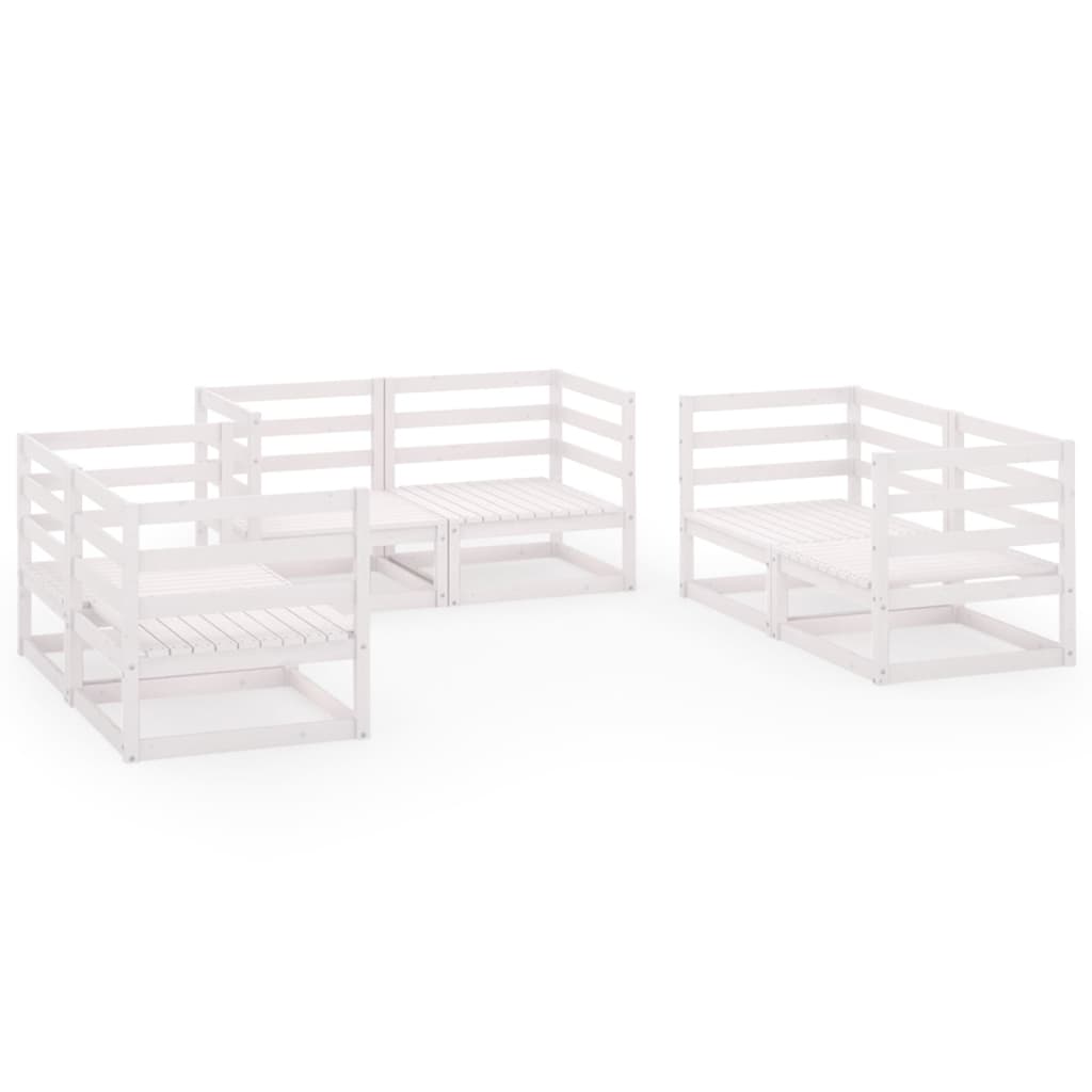 Set Divani da Giardino 6 pz Bianco in Legno Massello di Pino - homemem39