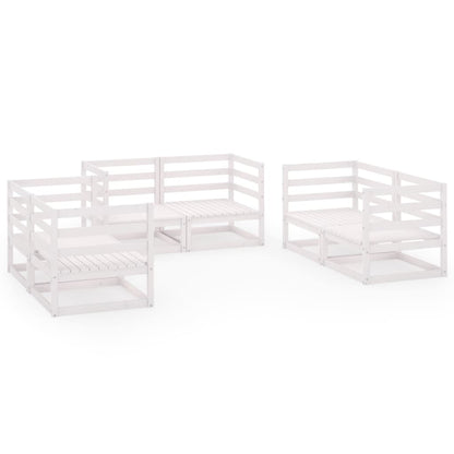 Set Divani da Giardino 6 pz Bianco in Legno Massello di Pino - homemem39